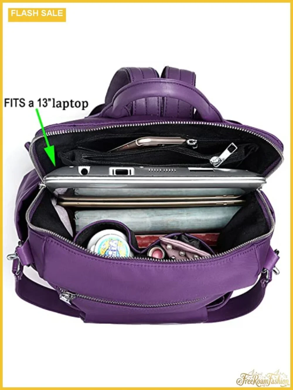 Women's Waterproof Nylon Laptop Backpack Purse with Detachable Crossbody